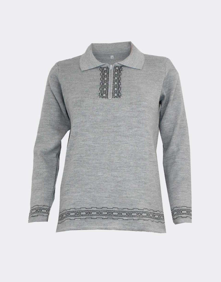 Polo punto mujer INVIERNO con abertura cremallera, detalle cenefa en cuello, manga y cintura - Imagen 4
