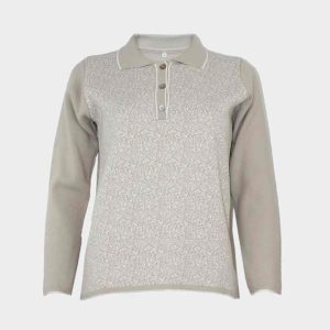 Jersey de polo mujer punto estampado abstracto fino