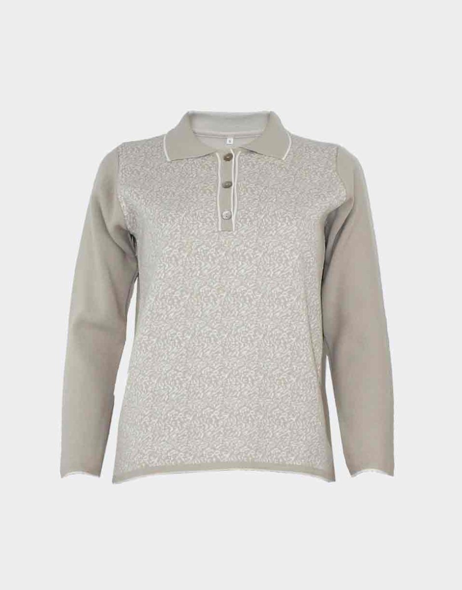 Jersey de polo mujer punto estampado abstracto fino