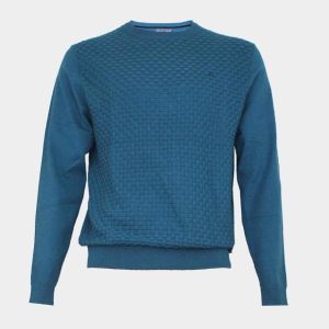 Jersey de hombre cuello redondo cuadros en relieve
