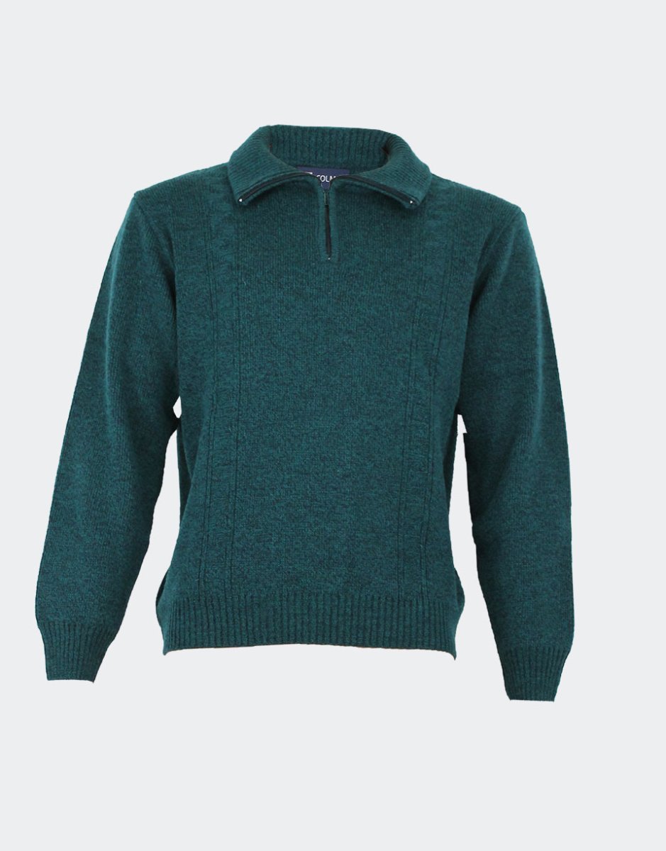Jersey polo hombre punto jaspeado con cenefa geométrica - Imagen 3