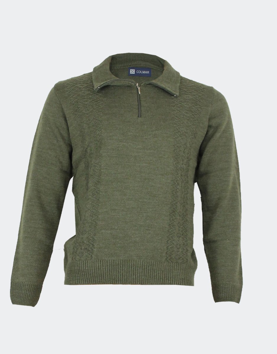 Jersey polo hombre punto jaspeado con cenefa geométrica