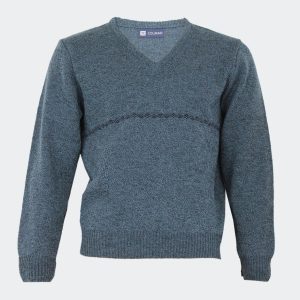 Pullover hombre punto con con pequeña cenefa en la parte del pecho