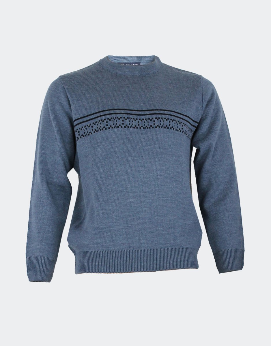 Jersey hombre punto cuello redondo con cenefa - Imagen 2