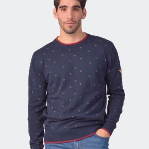 Jersey azul marino con triángulos de redonditas