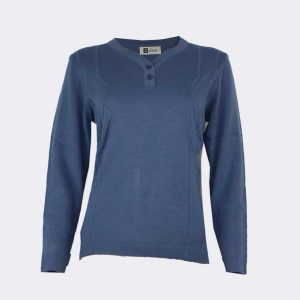 Jersey mujer punto cuello lágrima, relieve lateral en rombos y espiga