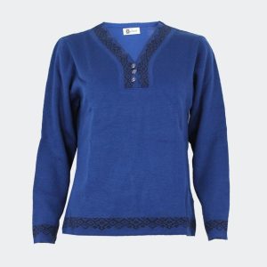 Jersey mujer punto cuello pico con detalle de cenefas