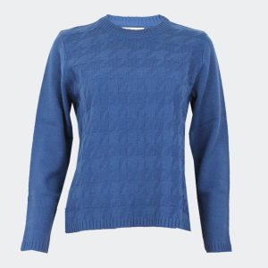 Jersey mujer punto cuello redondo estampado ‘pata de gallo’ en relieve