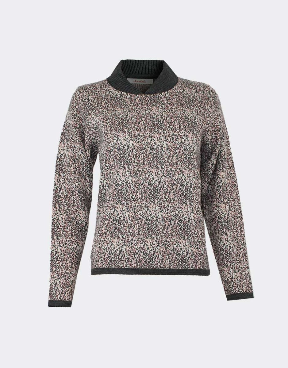 Jersey mujer punto cuello pico canalé estampado ‘puntillismo’ - Imagen 3