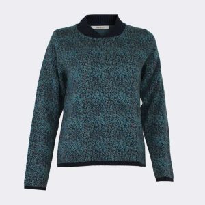 Jersey mujer punto cuello pico canalé estampado ‘puntillismo’