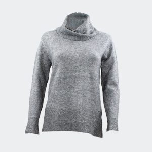 Jersey mujer liso de cuello vuelto en gris