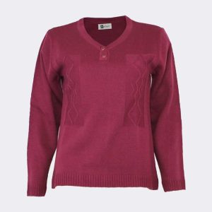 Jersey mujer cuello lágrima, detalle relieve lateral en rombos