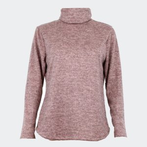 Jersey mujer punto fino cuello cisne jaspeado