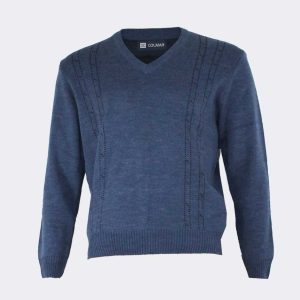 Jersey hombre punto cuello pico con detalle franjas horizontales