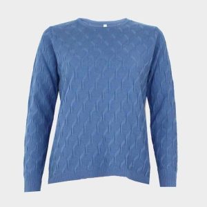Jersey de mujer de punto fino cuello redondo relieve geométrico