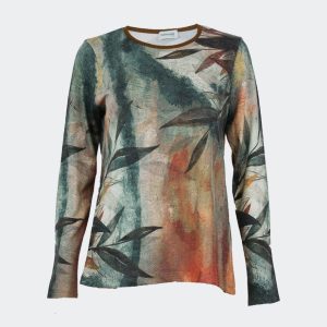 Jersey mujer punto fino estampado abstracto plantas