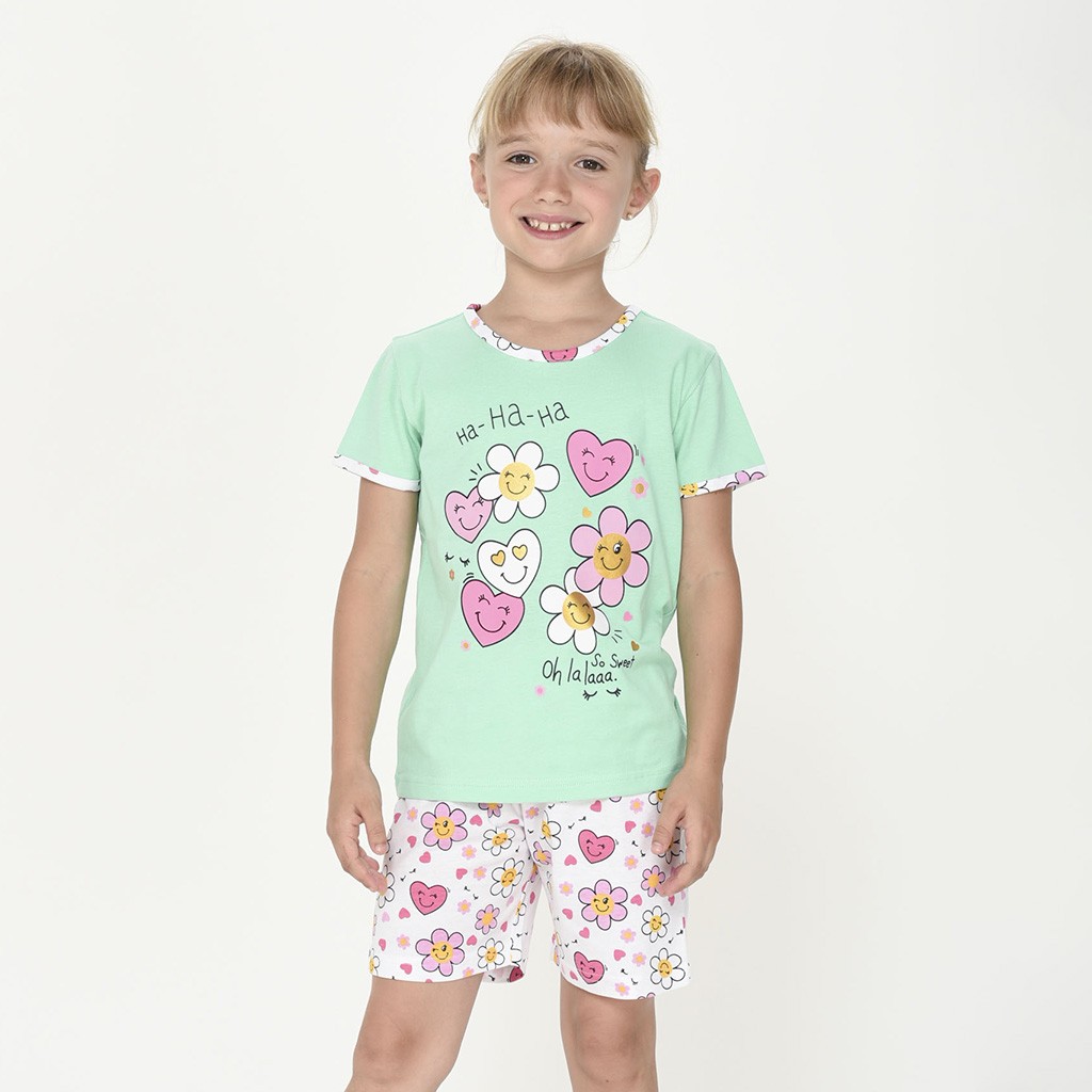 Pijama Niña Manga corta Flowers de Kinanit. KN206V24 - Imagen 2