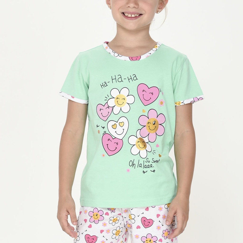 Pijama Niña Manga corta Flowers de Kinanit. KN206V24 - Imagen 3