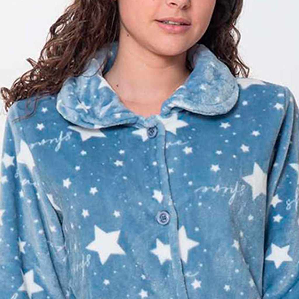 Bata Larga Mujer Coralina Estampada Estrellas de Kinanit. KN583 - Imagen 3