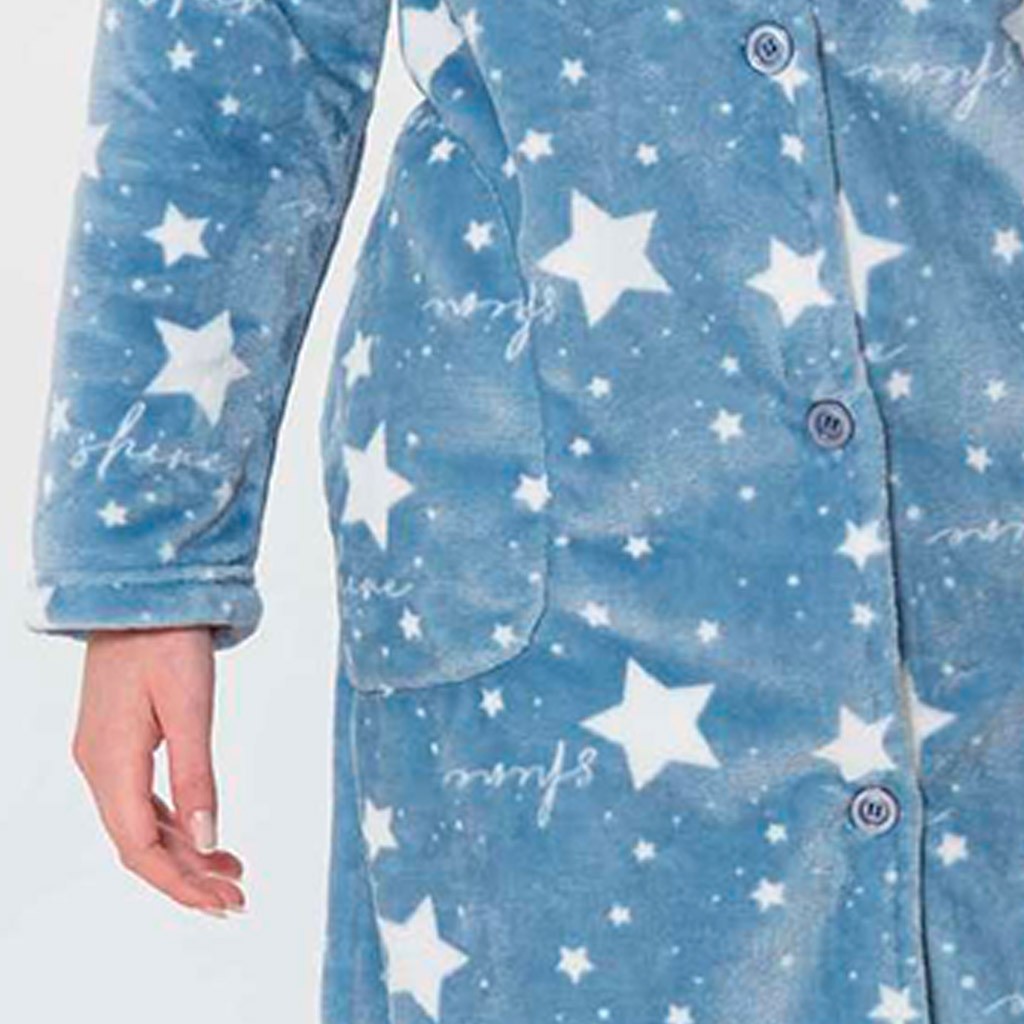 Bata Larga Mujer Coralina Estampada Estrellas de Kinanit. KN583 - Imagen 4