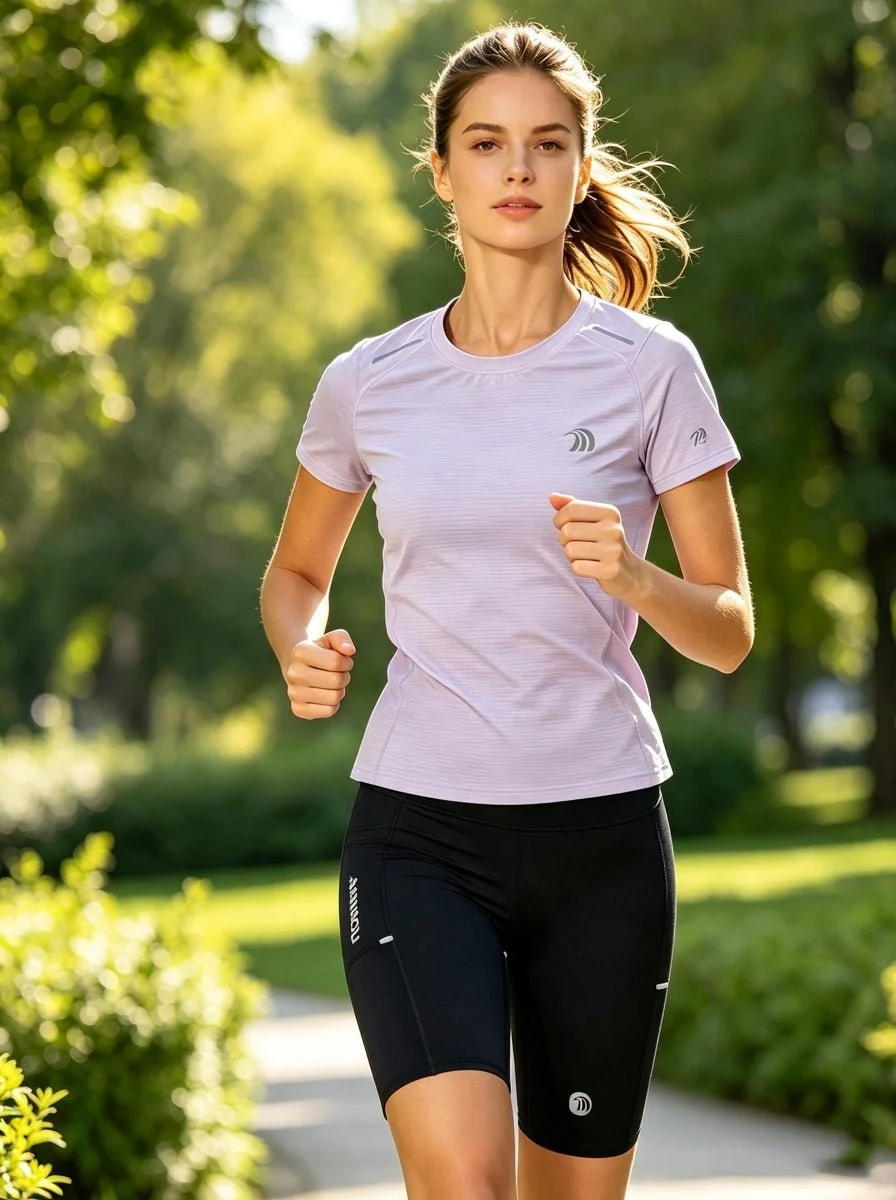 Women Short Sleeve Running Sports T‑Shirt