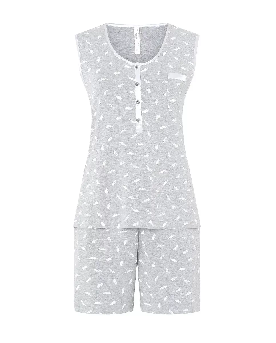 Pijama Corto Sin Mangas Verano Mujer Gris Plumas de Lohe. V253771 - Imagen 4