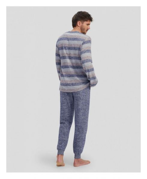 Pijama Largo de Invierno Gris Vigoré a Rayas Lohe Y245117 - Imagen 3