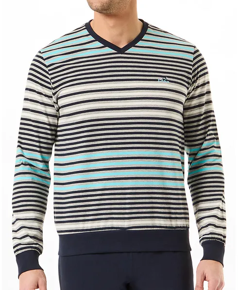 Pijama Largo de Hombre Rayas de Lohe. Y235192 - Imagen 4