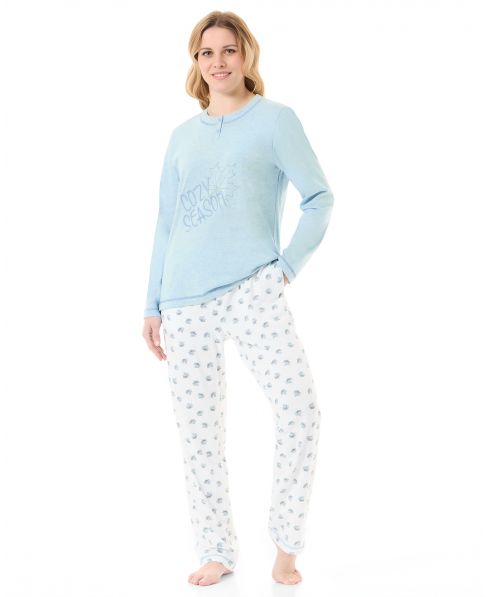 Pijama Largo de Mujer Mixto Hojas de Lohe. Y231123.