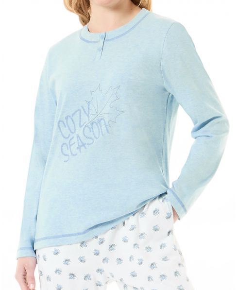 Pijama Largo de Mujer Mixto Hojas de Lohe. Y231123. - Imagen 5