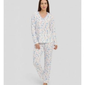 Pijama Largo Flores Cuello Pico Puntilla de Lohe Y241158