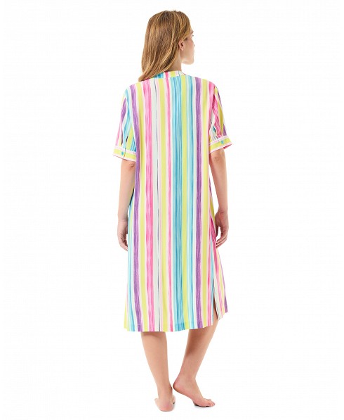 Vestido Corto de Verano Viscosa Rayas Colores Lohe - Imagen 5