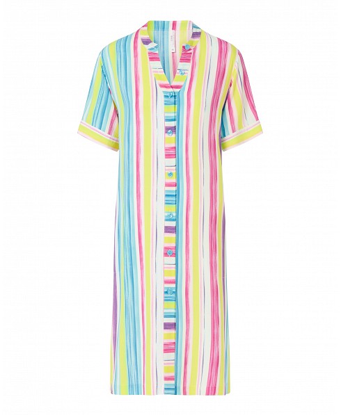 Vestido Corto de Verano Viscosa Rayas Colores Lohe - Imagen 4