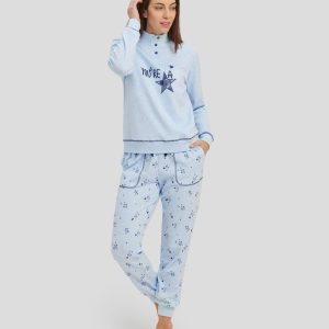 Pijama de Mujer Cuello Alto Abierto Botones de Lohe. Y241562