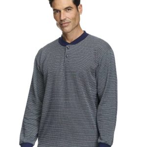 Pijama hombre  felpa con tapeta 2 botones y acabado en canalé en mangas y tobillos estampado crucecitas
