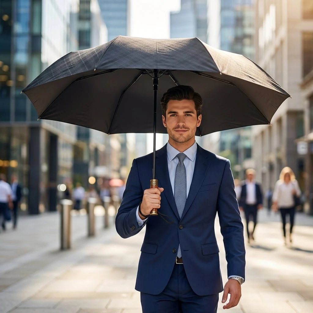 Wooden Handle Business Umbrella UPF 50+ - Imagen 2