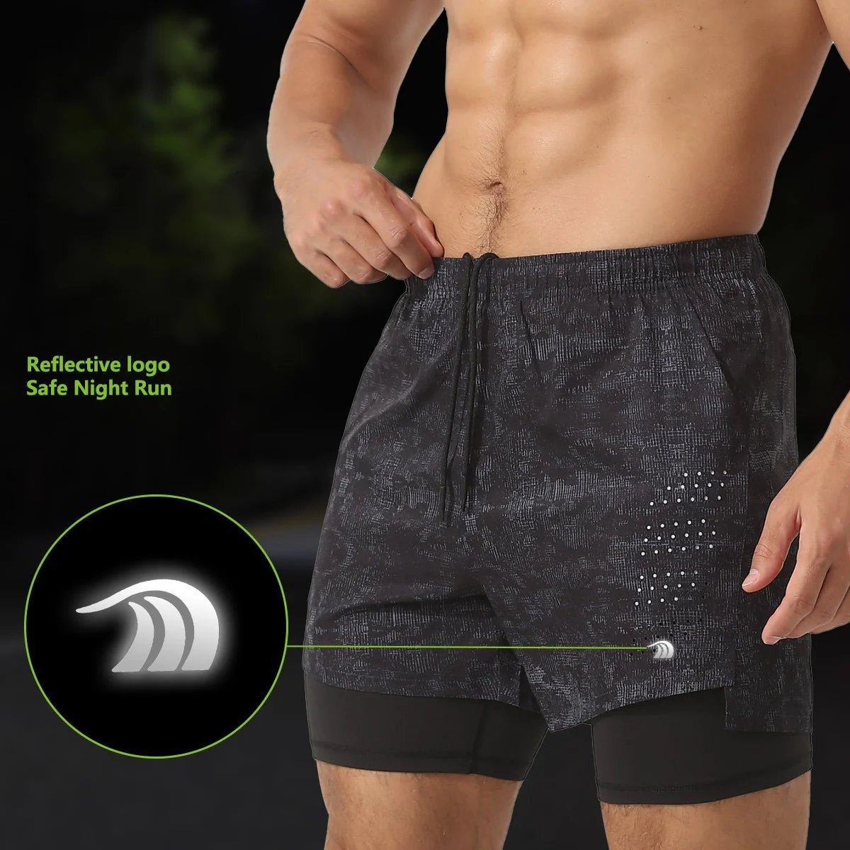 Double Layer Printed Sports Shorts - Imagen 8