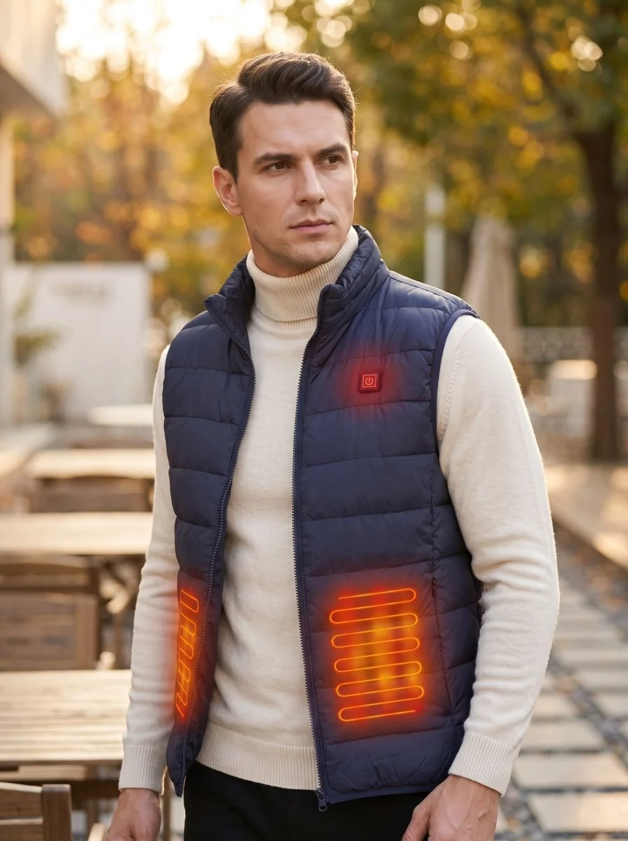 Men's Navy Heated Gilet - Imagen 3