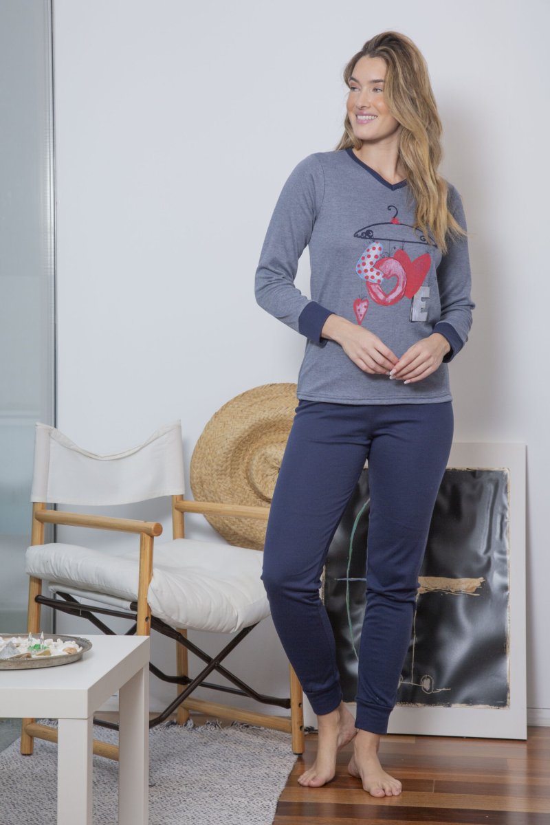 Pijama Mujer Interlock Perchado Love de Muslher. 246642