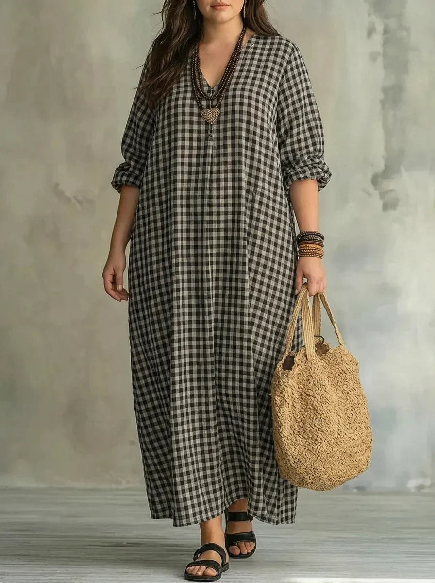 Mila | Vestido Maxi a Cuadros - Imagen 9
