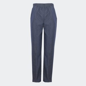 Pantalón mujer tejano con goma en la cintura y bolsillos