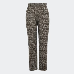 Pantalón de mujer punto con goma en la cintura y bolsillos, estampado abstracto