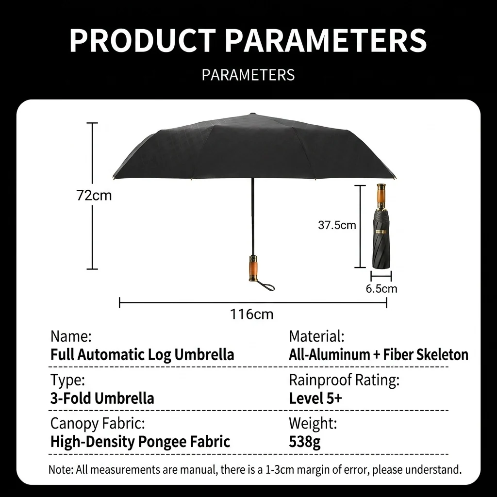 Wooden Handle Business Umbrella UPF 50+ - Imagen 9