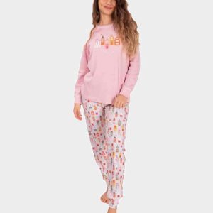 Pijama de mujer punto felpa estampado casas