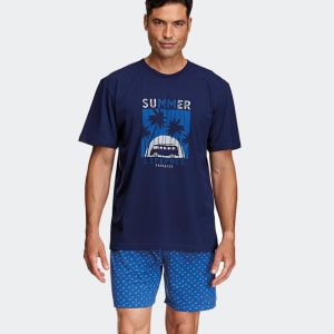 Pijama punto hombre corto cuello redondo con dibujo ‘Summer’ con furgoneta