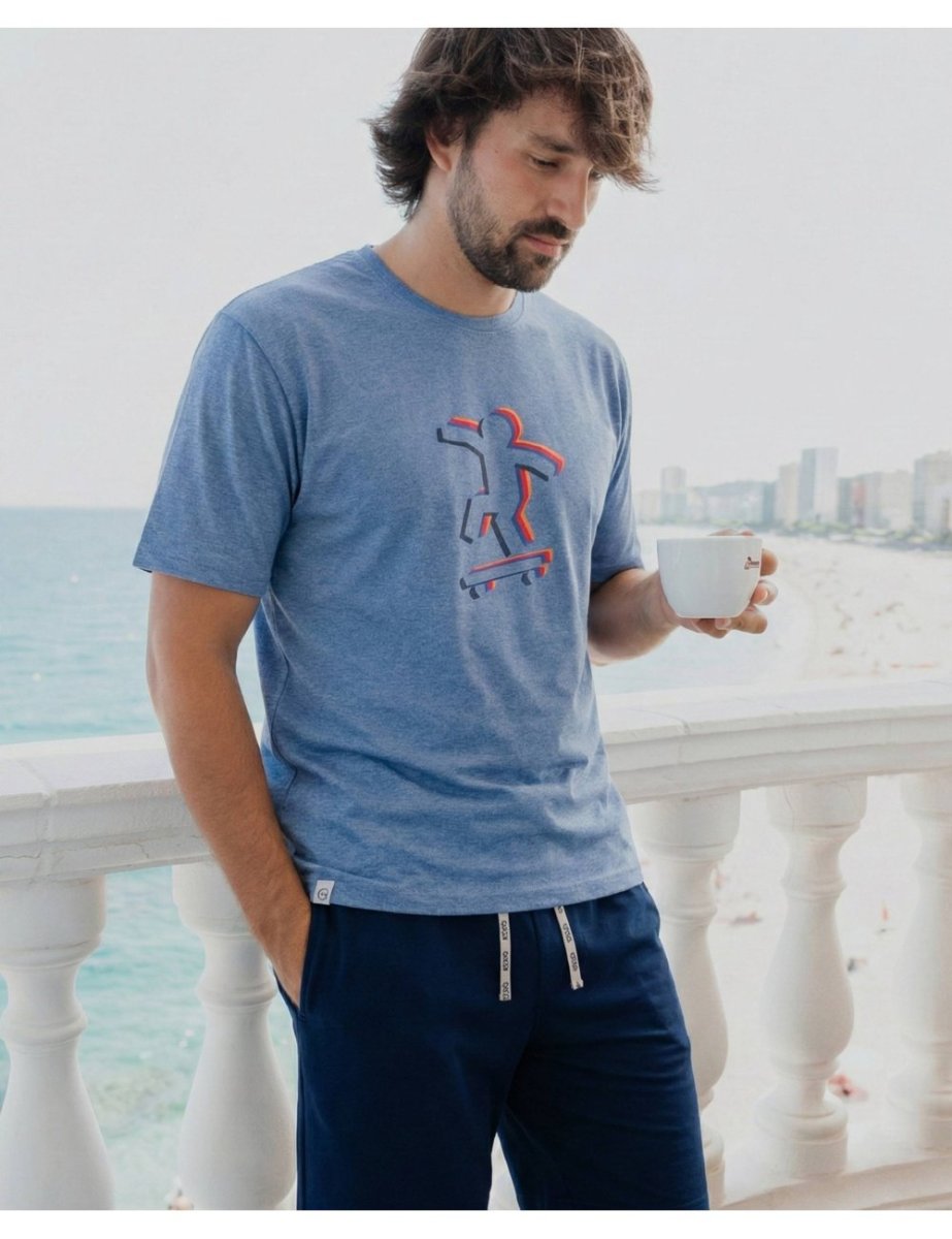 Pijama Corto Giulio Modelo Ska 100% Algodón | Conjunto Hombre con Bolsillos 716E - Imagen 3