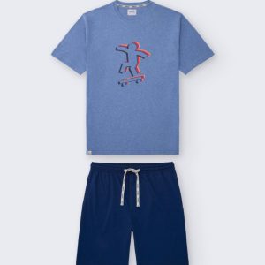 Pijama Corto Giulio Modelo Ska 100% Algodón | Conjunto Hombre con Bolsillos 716E