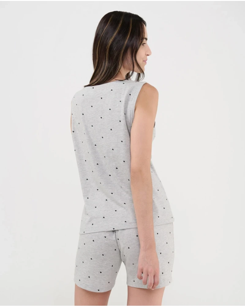 Pijama Lohe de Tirantes en Punto Vigoré Gris con Corazones V263793 - Imagen 3