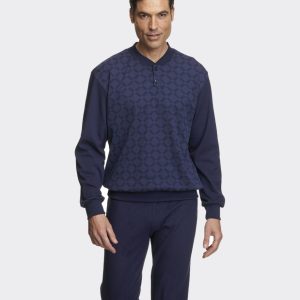 Pijama hombre punto felpa gruesa estampado rombos