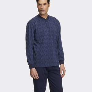 Pijama hombre felpa estampado en rombos geométricos